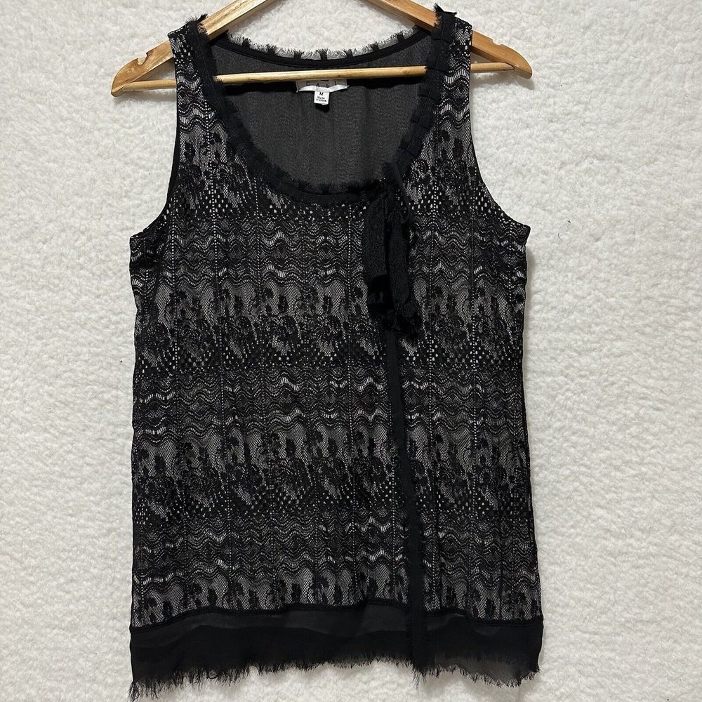 CAbi Women's Emily Black Lace‎ Overlay Tank Top Style 552 Size Medium